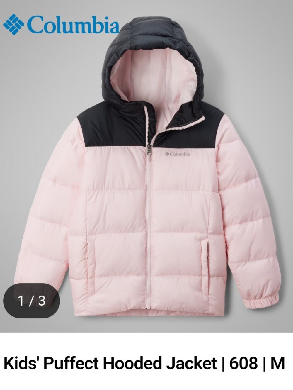 Columbia Pink and Black Puffer Jacket with Hood